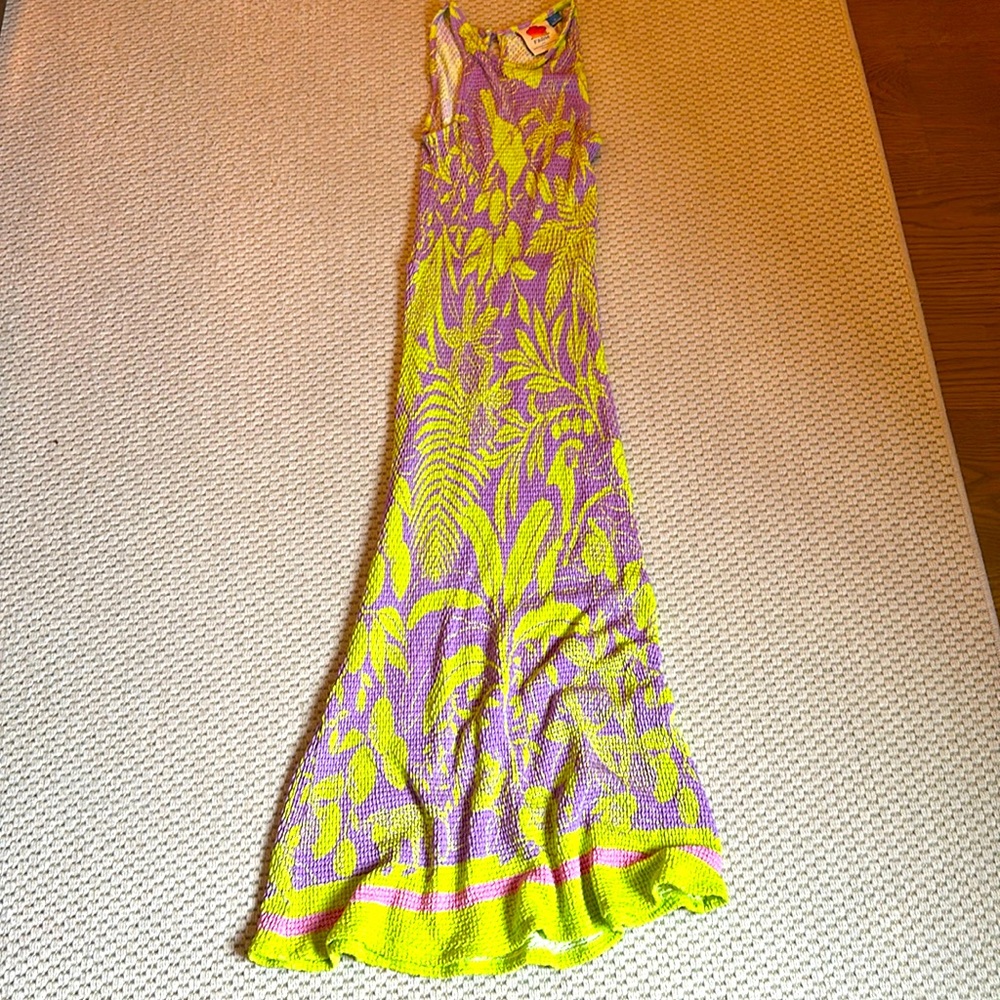 FARM Rio Tropical Knit Swim Coverup in Purple and Yellow